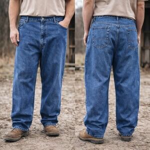 Berne Apparel Mens Relaxed Fit Denim Jeans Blue 100% Cotton 50x34 P422SWD